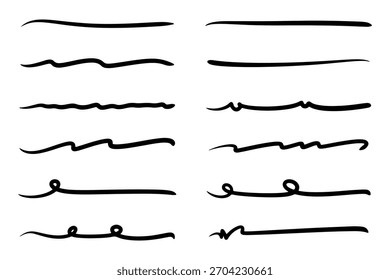 Hand Drawn Scribble Brush Strokes Set of Underscore Lines for Emphasis