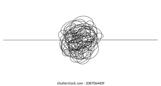 Hand drawn scribble chaotic scrawl doodle line. Abstract tangled continuous thin linear. Vector illustration Isolated on white background