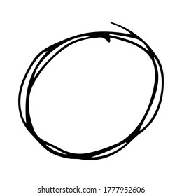Hand drawn scribble circle.  Black doodle round circular design element on white background. Vector illustration
