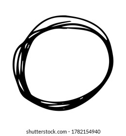 Hand drawn scribble circle.  Black doodle round circular design element on white background. Vector illustration