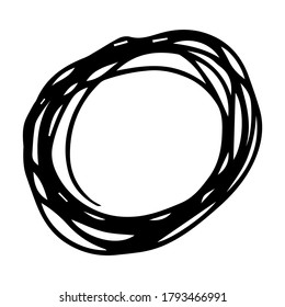 Hand drawn scribble circle.  Black doodle round circular design element on white background. Vector illustration