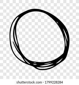 Hand drawn scribble circle.  Black doodle round circular design element on transparent background. Vector illustration