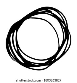 Hand drawn scribble circle.  Black doodle round circular design element on white background. Vector illustration