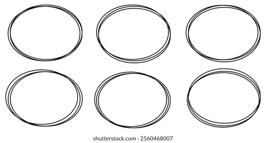 Hand drawn scribble circle set. Doodle ovals and ellipses lines. scribble circle vector illustration eps 10. 