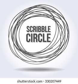 Hand Drawn Scribble Circle with shadow, vector logo design element