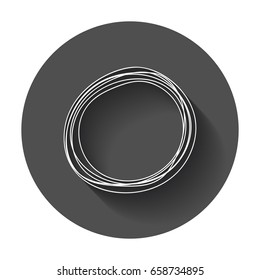 Hand drawn scribble circle. Vector element. Illustration with long shadow.
