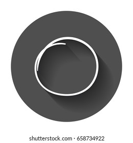 Hand drawn scribble circle. Vector element. Illustration with long shadow.
