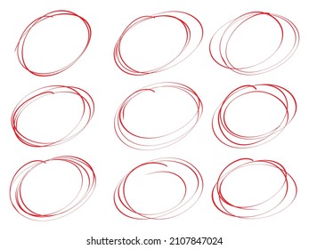 Hand drawn scribble circles icon in flat style. Round doodle loops on white background, vector design elements.