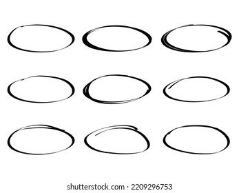 Icono de círculos dibujantes a mano en estilo plano. Bucles redondos de doodle sobre fondo blanco, elementos de diseño vectorial.