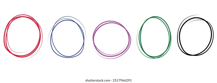 Hand drawn scribble circles icon style. Round doodle on white background, vector design elements