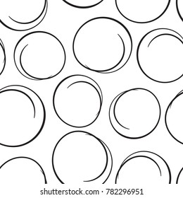 Hand drawn scribble circles seamless pattern background. Business flat vector illustration. Circles sign symbol pattern.