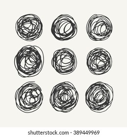 hand drawn scribble circles set. vector illustration