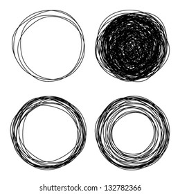 Hand Drawn Scribble Circles, Vector Logo Design Elements