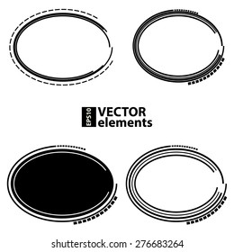  Hand Drawn Scribble Circles, vector design elements