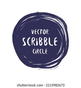Hand drawn scribble colorful vector circle and label with text
