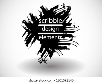 Hand drawn scribble . Doodle style sketched Elements. Ink blots. Vector Grunge Brushes Stroke 