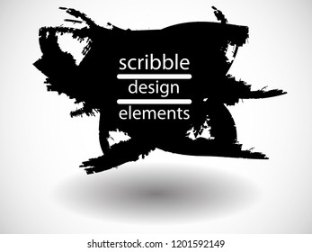 Hand drawn scribble . Doodle style sketched Elements. Ink blots. Vector Grunge Brushes Stroke 