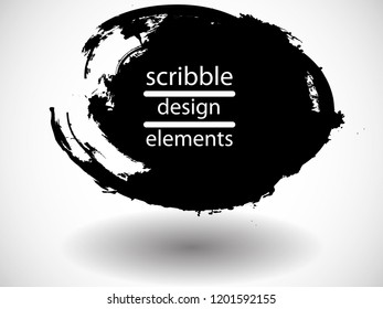 Hand drawn scribble . Doodle style sketched Elements. Ink blots. Vector Grunge Brushes Stroke 