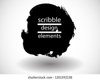 Hand drawn scribble . Doodle style sketched Elements. Ink blots. Vector Grunge Brushes Stroke 