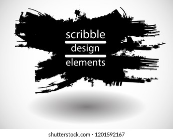 Hand drawn scribble . Doodle style sketched Elements. Ink blots. Vector Grunge Brushes Stroke 
