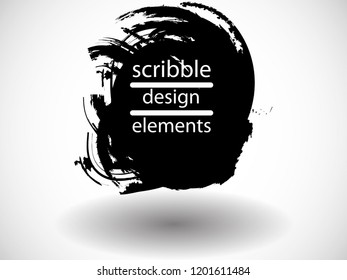 Hand drawn scribble . Doodle style sketched Elements. Ink blots. Vector Grunge Brushes Stroke 