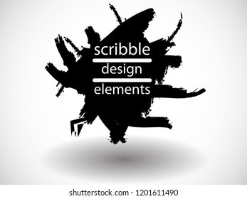 Hand drawn scribble . Doodle style sketched Elements. Ink blots. Vector Grunge Brushes Stroke 