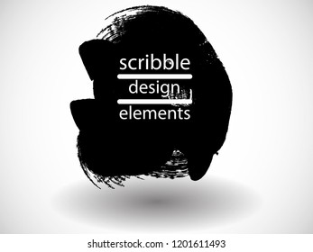 Hand drawn scribble . Doodle style sketched Elements. Ink blots. Vector Grunge Brushes Stroke 