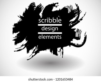 Hand drawn scribble . Doodle style sketched Elements. Ink blots. Vector Grunge Brushes Stroke 