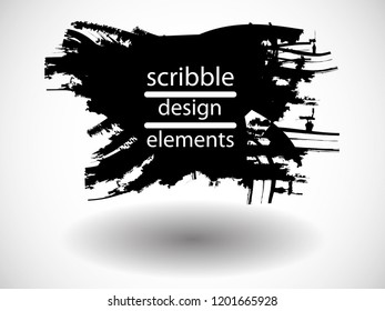 Hand drawn scribble . Doodle style sketched Elements. Ink blots. Vector Grunge Brushes Stroke 