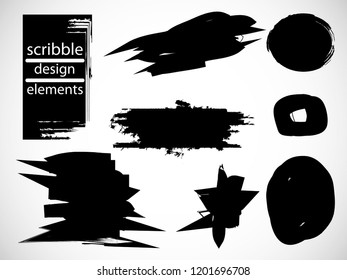 Hand drawn scribble . Doodle style sketched Elements. Ink blots. Vector Grunge Brushes Stroke 