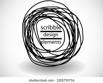 Hand drawn scribble . Doodle style sketched Elements. Ink blots. Vector Grunge Brushes Stroke 
