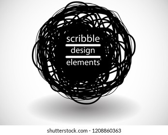 Hand drawn scribble . Doodle style sketched Elements. Ink blots. Vector Grunge Brushes Stroke 