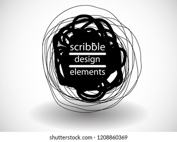 Hand drawn scribble . Doodle style sketched Elements. Ink blots. Vector Grunge Brushes Stroke 