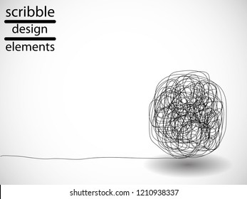 Hand drawn scribble . Doodle style sketched Elements. Tangled tiny line. Vector Grunge Chaotic shape   . 