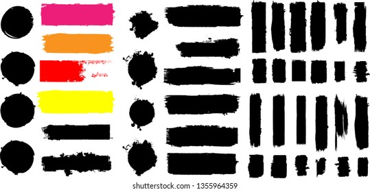 Hand drawn scribble doodle style sketched Elements. Ink blots. Vector Grunge Brushes Stroke . Circle Frame. Logo Design .