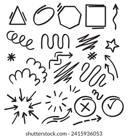 Hand drawn scribble element collections.