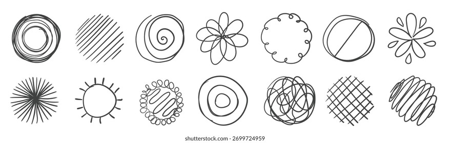 Hand drawn scribble element set.