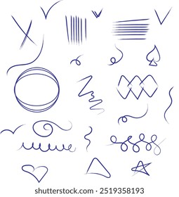 Hand drawn scribble elements set