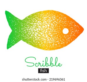 Hand Drawn Scribble Fish, vector design element 