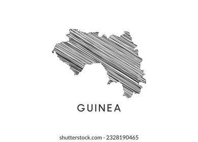 hand drawn scribble Guinea map line style illustration design, Guinea map illustration