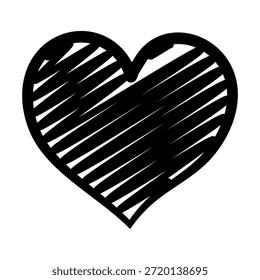 Mão desenhada Scribble Coração Ícone, Amor e Romance Símbolo