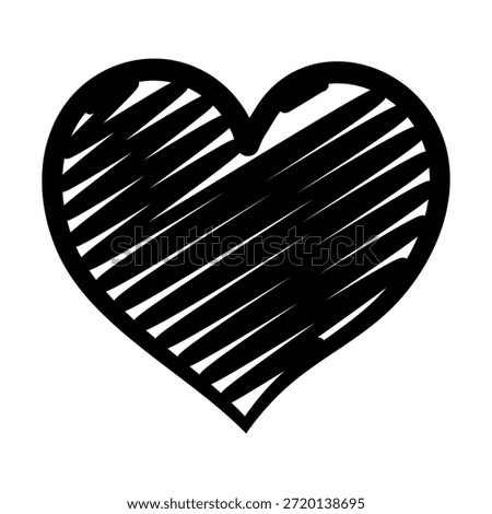 Hand Drawn Scribble Heart Icon, Love and Romance Symbol