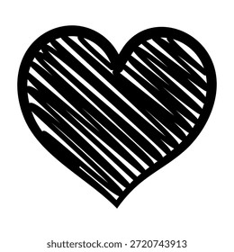 Símbolo de corazón, amor y romance de garabato dibujado a mano