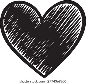 Hand drawn scribble heart vector for artistic greeting card design with scribble artistic creative