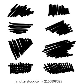 Hand Drawn Scribble Line Brush Strokes Set. Doodle Style Sketched Elements. Vector Logo Design Element Illustration