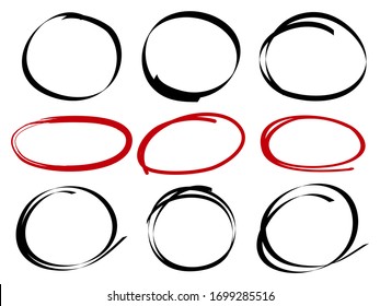 Hand drawn scribble line circles. Doodle circular for message note mark design element. vector illustration