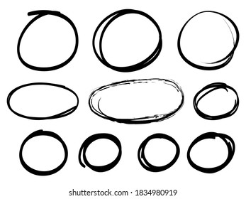 Hand drawn scribble line circles. Doodle circular for message note mark design element. vector illustration
