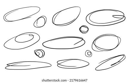Hand drawn scribble line circles. Doodle emphasis circular for message note mark design element. vector illustration
