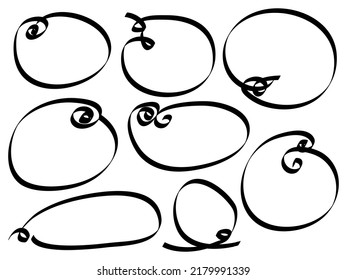 círculos de líneas dibujadas a mano. Circular de énfasis de doodle para el elemento de diseño de marca de nota de mensaje. ilustración vectorial