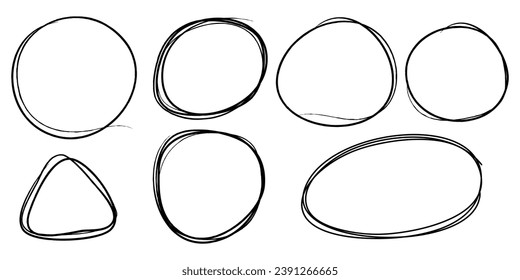 Hand drawn scribble line circles. Doodle circular for message note mark design element. vector illustration